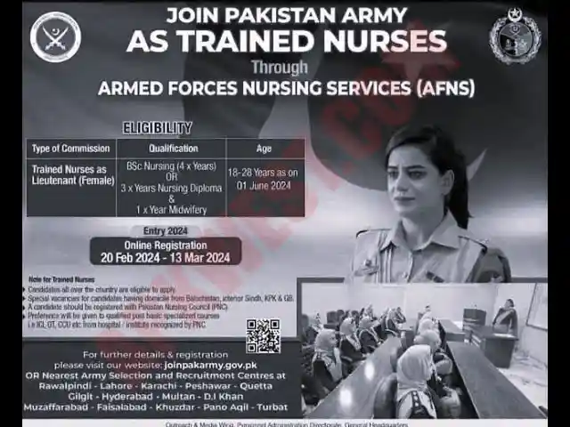 Join Pakistan Army as Nurse 